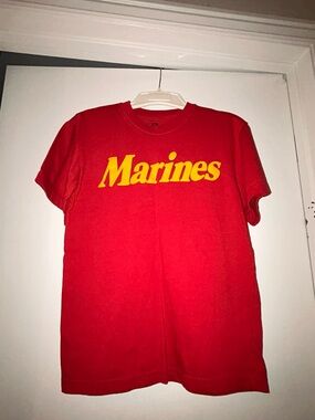 Marines Red Graphic Tee with Yellow Logo